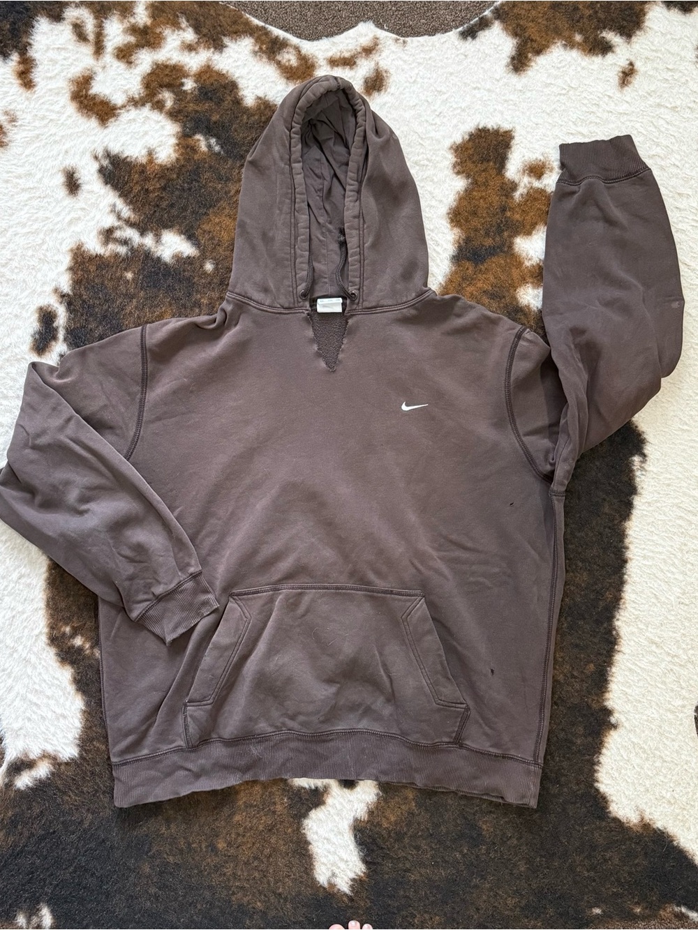 Nike Brown Hooded Pullover Sweatshirt with Small Swoosh